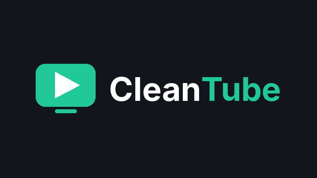 CleanTube logo with a green TV and play icon