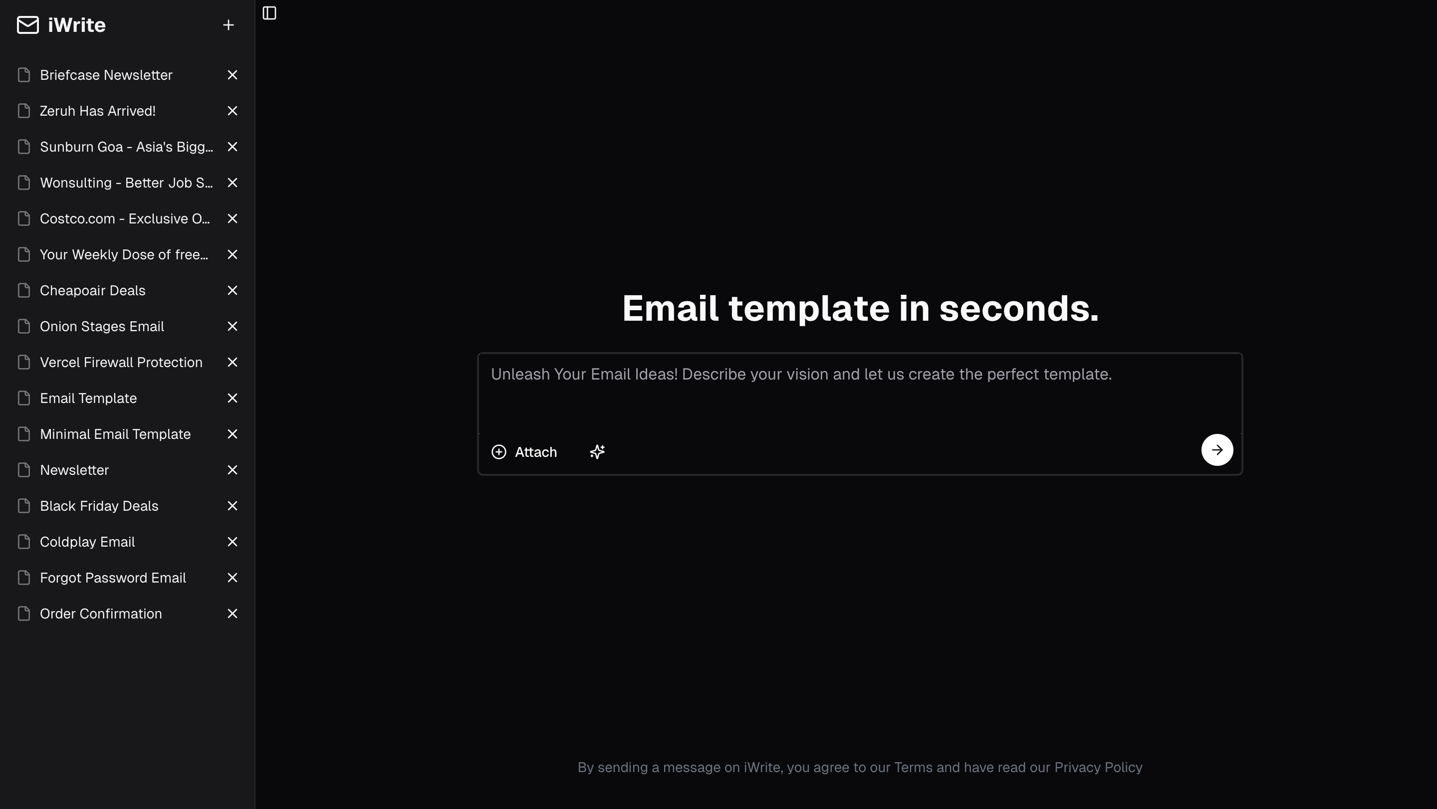 iWrite.email AI email template generator project